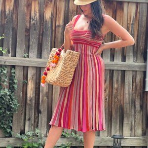 M by MISSONI - fuschia / mulit striped strap dress. S